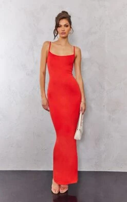 Tall Orange Jersey Strappy Maxi Dress