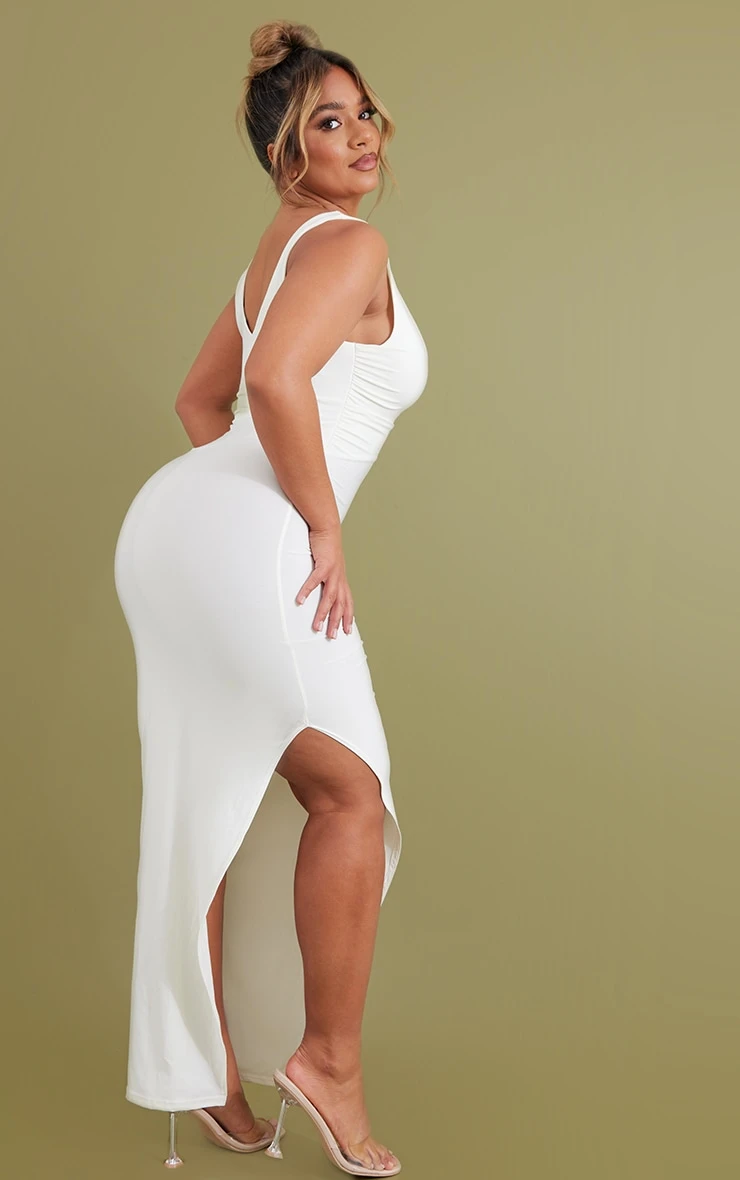 Shape Cream Sleeveless Ruched Bust Slinky Midaxi Dress 4 Shape Cream Sleeveless Ruched Bust Slinky Midaxi Dress - Image 2