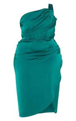 Plus Emerald Green Satin Drape Detail Side Split Midi Dress -Goremje Style 9969a545d3aacd25e45dd29e88846ba6f6527340 cmu5773 6