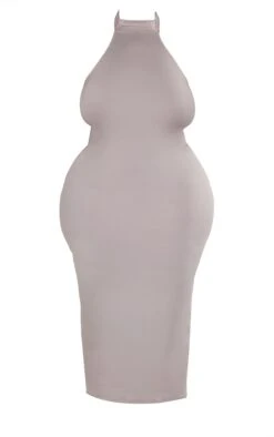 Plus Mocha High Neck Soft Touch Midi Dress -Goremje Style 9a2de371165d283a65d292ed80906dfad174b3bc cnc9678 5