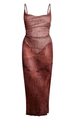 Plus Light Brown Floral Print Mesh Cowl Maxi Dress -Goremje Style 9af0be9c3b0f0eacddc69d12755ec9aeac212319 cne1023 5