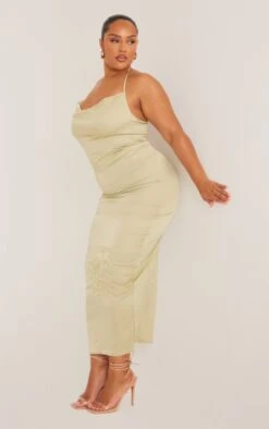 Plus Green Halterneck Satin Embroidered Maxi Dress -Goremje Style 9b7d420d36db7815eb99ee316b2495baac39271f cne0714 3