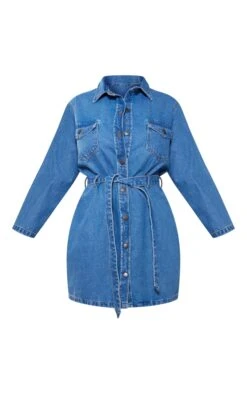 Plus Mid Blue Acid Wash Button Front Tie Waist Denim Dress -Goremje Style 9f7390b0dad3fabb58db74f8e78ba1e2968108d5 cna1211 5
