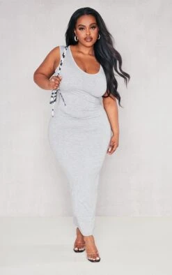 Plus Grey Marl Jersey Scoop Neck Midaxi Dress