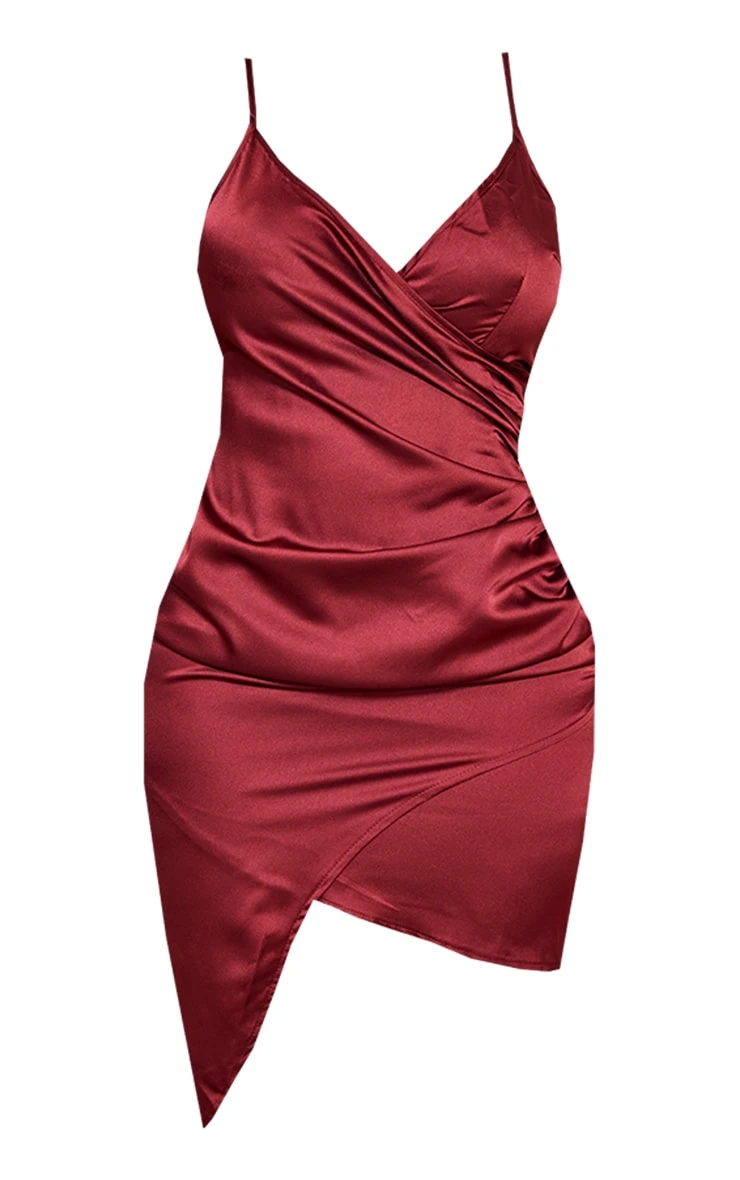 Shape Burgundy Satin Wrap Dress 8 Shape Burgundy Satin Wrap Dress - Image 6