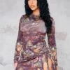 Shape Multi Print Slinky Long Sleeve Ruched Side Frill Hem Bodycon Dress -Goremje Style a07d5bb72fd4724a992e67722c0c356d11160c19 cnb7652 1