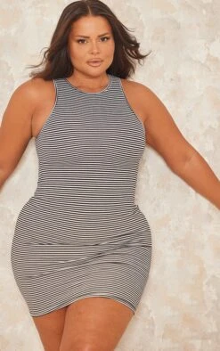 Plus Black Stripe Racer Neck Bodycon Dress 10 Plus Black Stripe Racer Neck Bodycon Dress -Goremje Style a149bbbda562386348e6419c35ef995958fdd4eb cnd8764 4