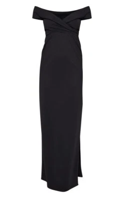 Petite Black Bardot Fold Detail Extreme Split Maxi Dress -Goremje Style a160b75fcb6305fd5a550cf53a3bab9a66dc8d48 cna9528 5