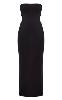 Maternity Black Contrast Binding Cut Out Back Midaxi Dress -Goremje Style a1ac0776eeda9b85af570edabc9dad9a83003617 cne2317 5