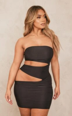 Shape Black Slinky Cut Out Detail Mini Dress