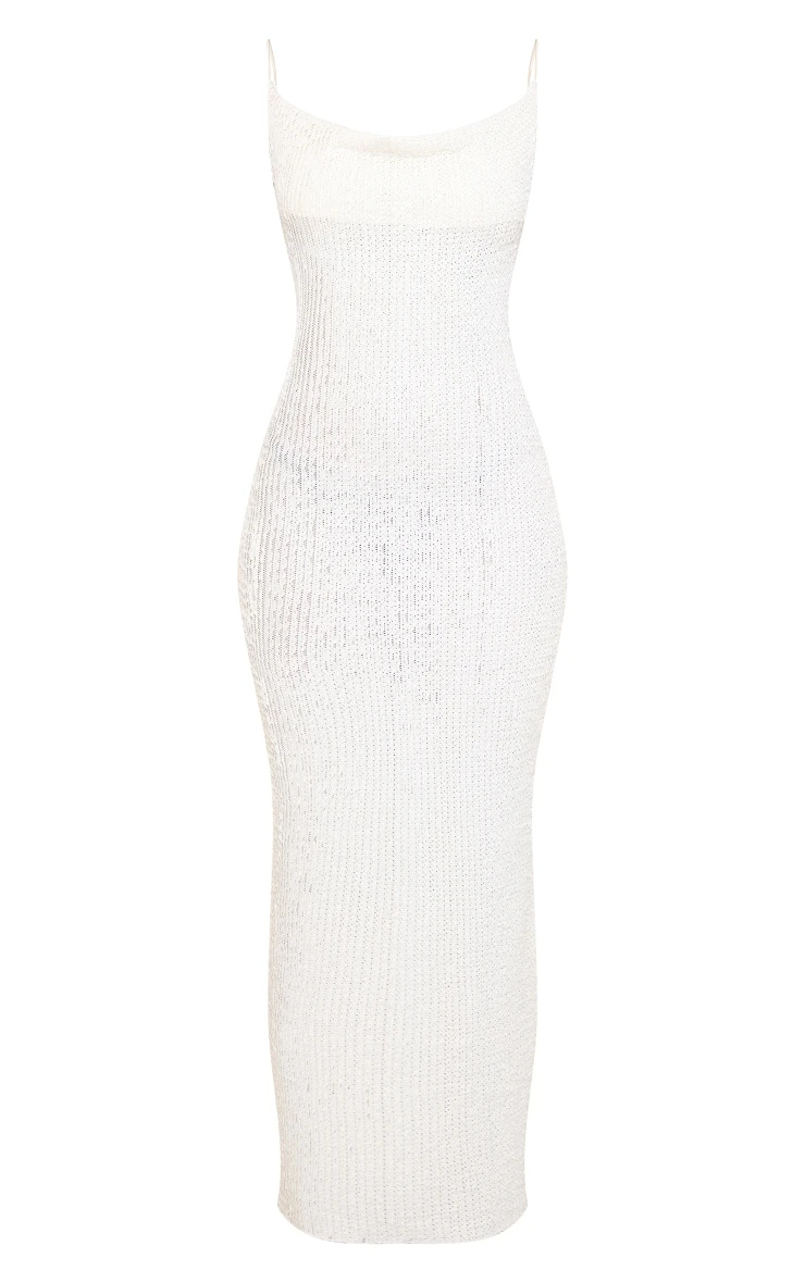 Tall Off White Textured Strappy Maxi Dress 7 Tall Off White Textured Strappy Maxi Dress - Image 5