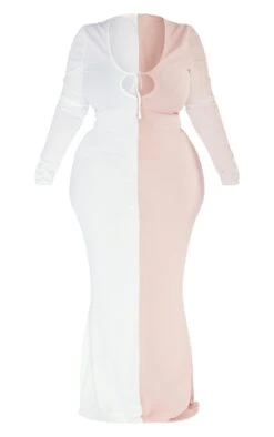 Plus White Two Tone Maxi Dress -Goremje Style a38b1fb83b8e516e11ca4d2e7346c506eed77fb2 cnd7336 5