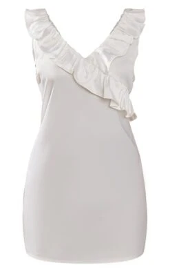Petite White Frilled Satin Mini Dress -Goremje Style a471bfe5b345ad62f7d713e1e3b81e0ebc1990bc cnd3224 5