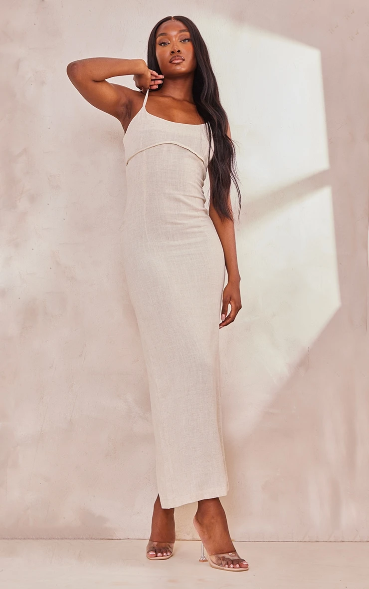 Tall Stone Linen Look Underbust Midaxi Dress 3 Tall Stone Linen Look Underbust Midaxi Dress