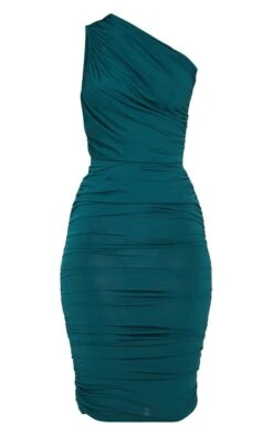 Petite Emerald Green Slinky Ruched One Shoulder Longline Midi Dress -Goremje Style a77c2f13f6feff7423d078d93431564c4c8acbb6 CMV0974 5