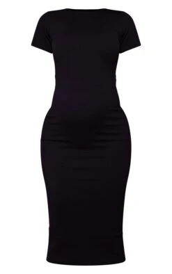 Maternity Black Contour Rib Short Sleeve Midi Dress 11 Maternity Black Contour Rib Short Sleeve Midi Dress -Goremje Style a784562cf5624857977b3abc2461504a565f905c cnd7243 5