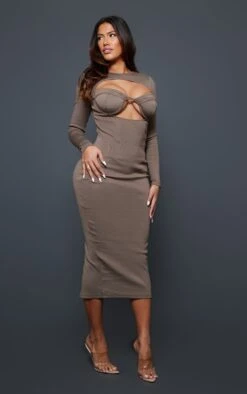 Shape Taupe Bandage Cup Detail Midaxi Dress -Goremje Style a7ef29e59c32cc3dd3be1c35129dee712e02e72a cnc4670 3