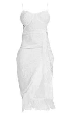 Plus White Devore Tassel Detail Underwired Draped Midi Dress -Goremje Style a86886e2e04607e52529087f78459737e12d6d06 cnb5216 5