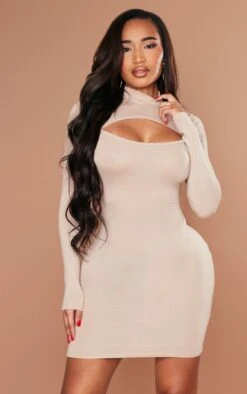 Shape Moss Sand Jersey Cut Out Long Sleeve Bodycon Dress -Goremje Style a87316fecc70ba86dae6f0b2b768a5a0c21e1608 cnd2678 3