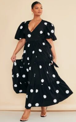 Plus Black Printed Tiered Tie Waist Maxi Dress -Goremje Style a9162a338226b391d4519b2eae8633a520b99407 cnc9703 3
