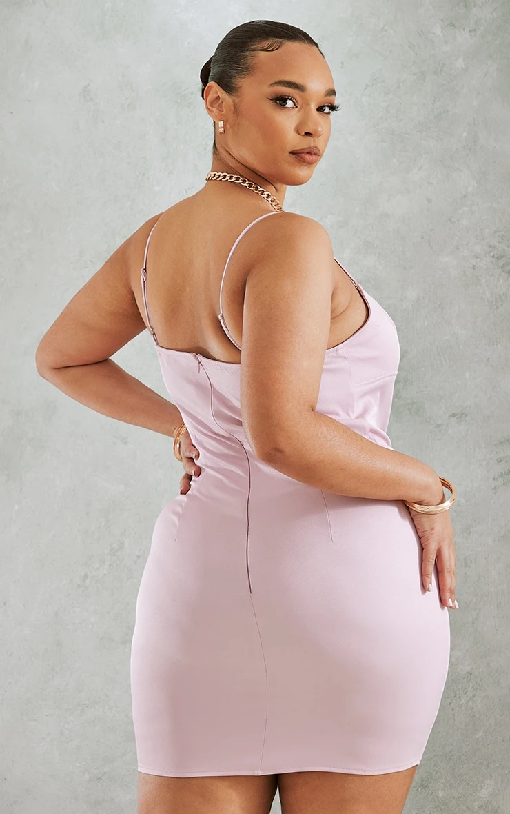Plus Dusty Pink Strap Detail Bodycon Dress 4 Plus Dusty Pink Strap Detail Bodycon Dress - Image 2