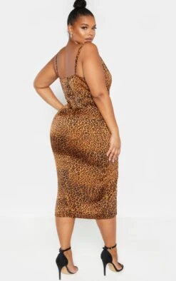 Plus Leopard Print Strappy Satin Cowl Midi Dress -Goremje Style a9f0edd6ad6c70e8beced0a60809007da8f2ee9f CME0934 2