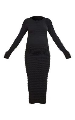 Maternity Black Bubble Textured Midaxi Dress -Goremje Style aa8b3ce515bac71d7fee9520a2e0cc0ad249d966 cnd0046 5