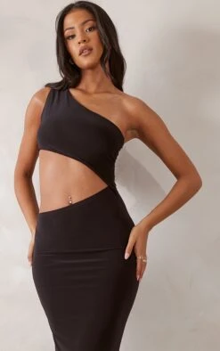 Tall Black Slinky Cut Out Midaxi Dress -Goremje Style aa9bca9afa62d12f0815a7361272dd8a6b7bffba cne2190 4