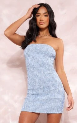 Petite Blue Stripe Shirred Bandeau Mini Dress -Goremje Style ad70a90905858dbb0a4d97e134059f1c3b9d349a cne2176 1