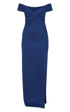 Petite Navy Bardot Fold Detail Extreme Split Maxi Dress -Goremje Style ae243f34aaf5cfe22a7862c989d41d47ff272980 cna9527 5