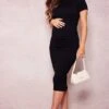 Maternity Black Contour Rib Short Sleeve Midi Dress -Goremje Style ae45710fe4711456608107a8e1ad8457254413f0 cnd7243 1