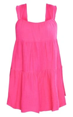 Plus Hot Pink Textured Tiered Shift Dress -Goremje Style ae79128fe0c207245f7a6180ac384580c131316e cne4084 5