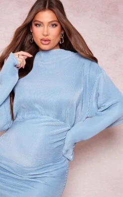 Maternity Blue Plisse Bodycon Mini Dress -Goremje Style afc60d0204d912aa1f4bc0ac0a76519eca89ad43 cne2141 4