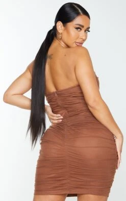 Shape Chocolate Brown Mesh Corset Detail Ruched Bodycon Dress 8 Shape Chocolate Brown Mesh Corset Detail Ruched Bodycon Dress -Goremje Style b09daefe529e3f6bcf86bbe697c39bb5fbc93835 cmu2968 3