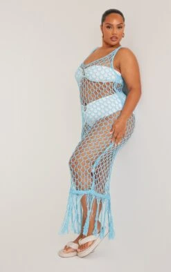 Plus Blue Fishnet Knitted Maxi Dress -Goremje Style b330893f80dd05d673fed2bbbb8e92959440796b cnd9064 3