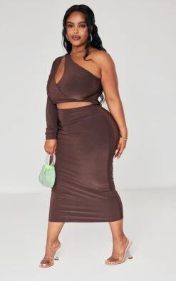 Plus Chocolate Cut Out One Shoulder Midi Dress -Goremje Style b3939bc30f002da1b2bcb556f83ae1e29c923246 cna7484 3