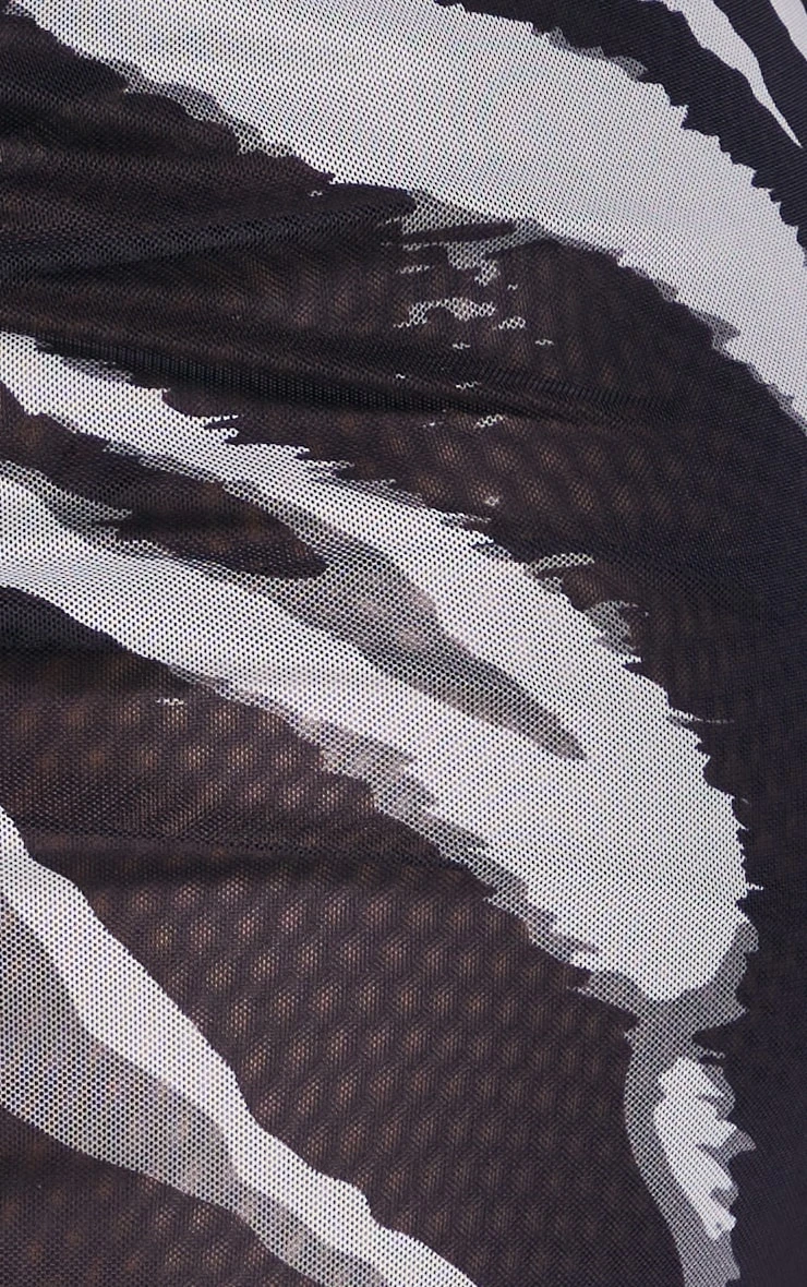 Plus Zebra Printed Mesh Cold Shoulder Maxi Dress 6 Plus Zebra Printed Mesh Cold Shoulder Maxi Dress - Image 4