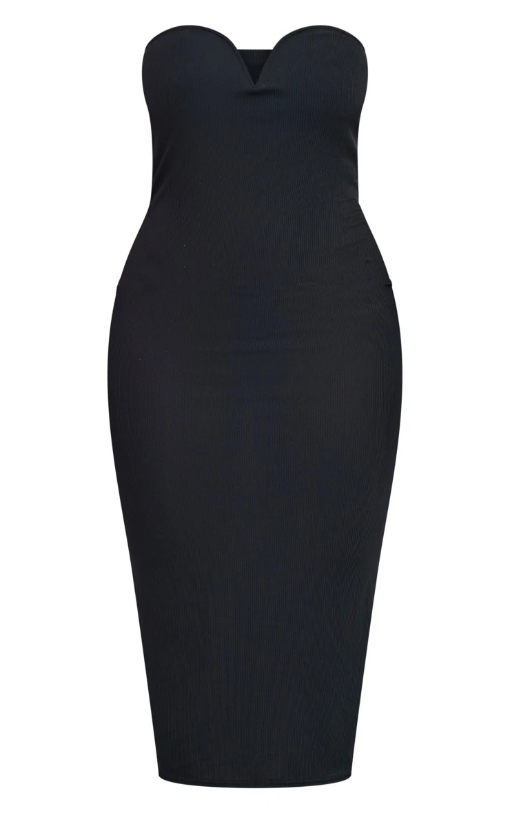 Shape Black Rib Sweetheart Neckline Midaxi Dress 7 Shape Black Rib Sweetheart Neckline Midaxi Dress - Image 5