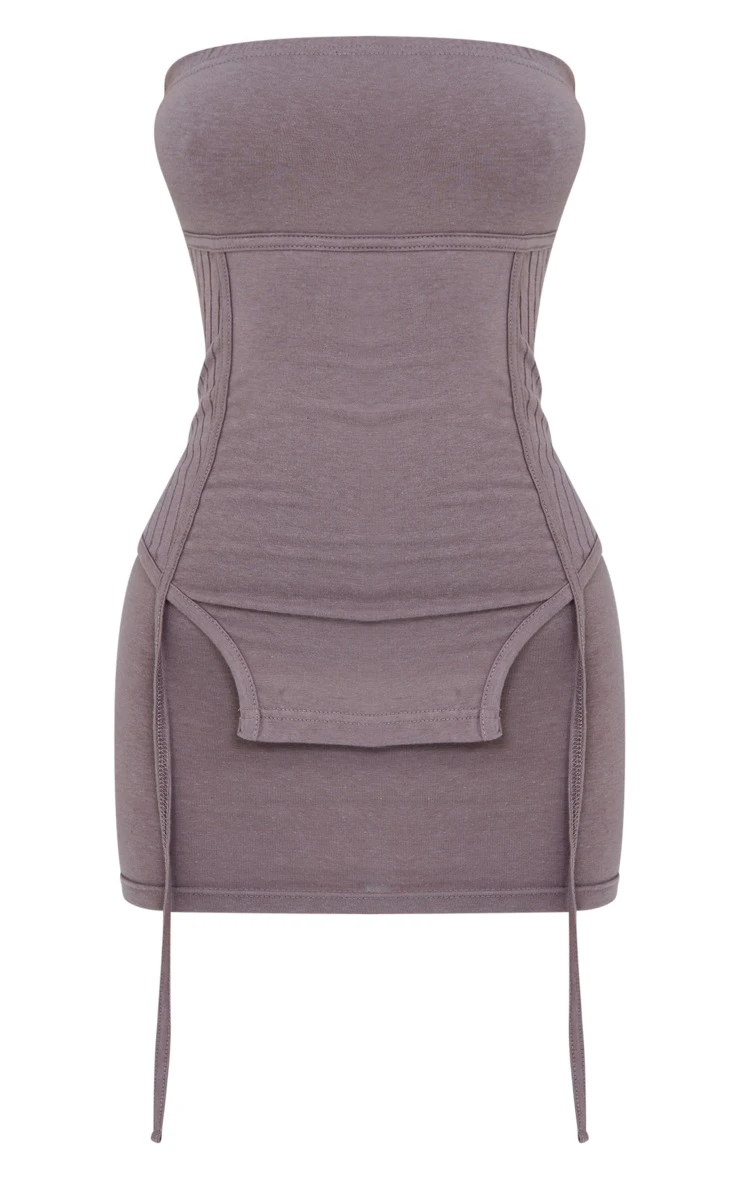 Petite Charcoal Bandeau Layered Mini Dress 7 Petite Charcoal Bandeau Layered Mini Dress - Image 5