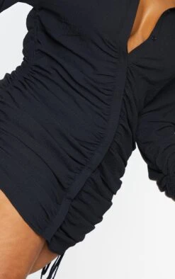 Plus Black Textured Ruched Side Shirt Dress -Goremje Style b70669bb3aeeefdbe1f3aec25ee3c40771998eef cmt2442 4