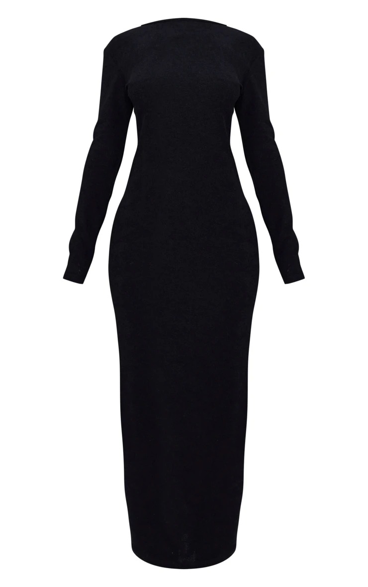 Petite Black Towelled Maxi Dress 7 Petite Black Towelled Maxi Dress - Image 5