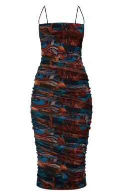 Tall Brown Marble Mesh Ruched Midi Dress -Goremje Style bb60242139bddc533dbbdf076d24e0af251f855e cmt9998 6