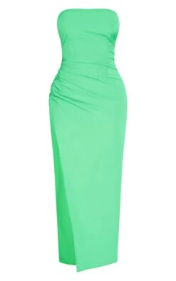 Shape Lime Woven Bandeau Ruched Side Split Midaxi Dress -Goremje Style bb7d454429a1e167601c1ac7fe10670c1a013ac6 cne3503 5