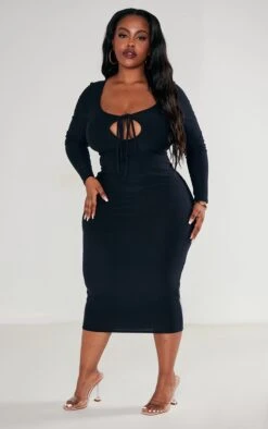 Plus Black Soft Touch Tie Front Long Sleeve Dress 9 Plus Black Soft Touch Tie Front Long Sleeve Dress -Goremje Style bcb219d78f61991a22afbb658289667745ebd3a9 cnc9609 3