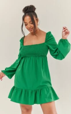Plus Green Chiffon Shirred Front Shift Dress -Goremje Style bd33d1291d999bb6cdc30d5a20d34912bea6503b cnd2787 1