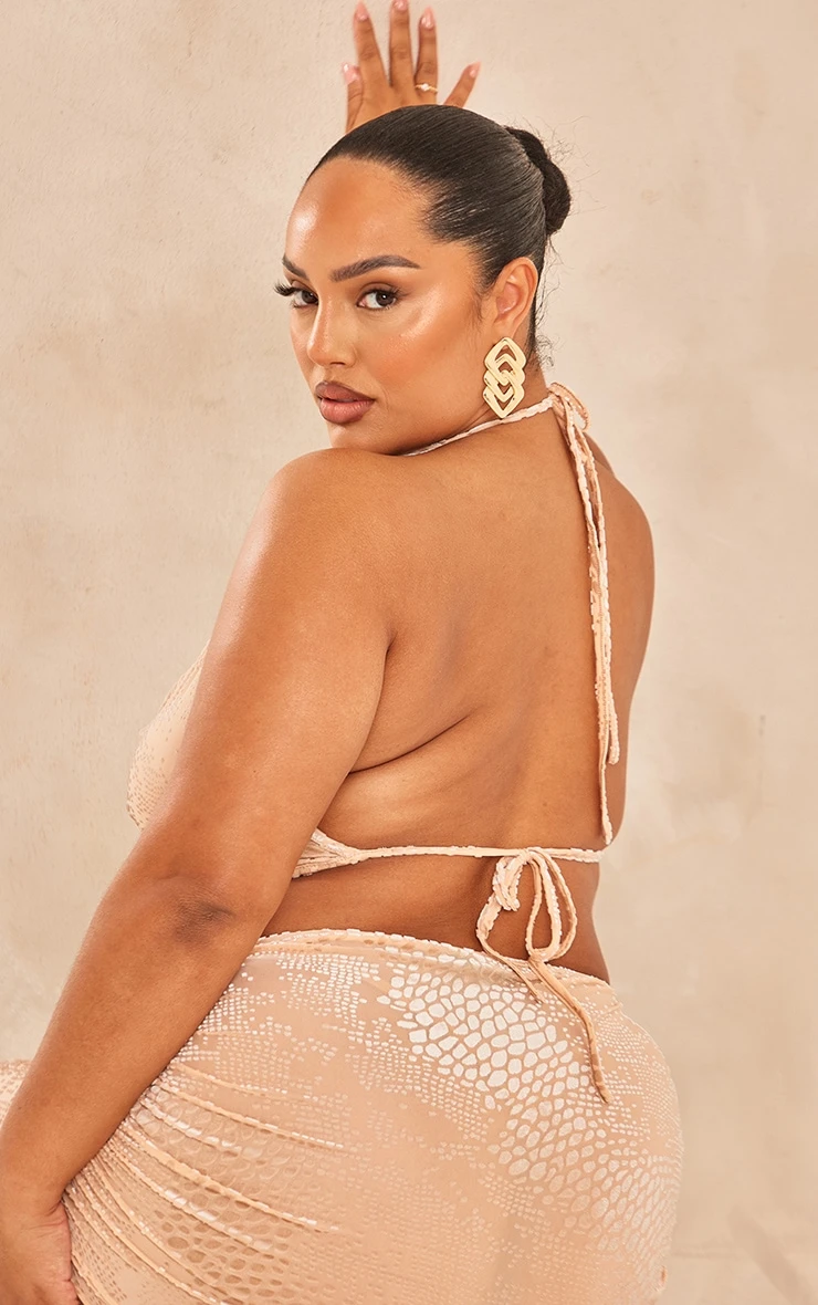 Plus Light Nude Devore Cowl Neck Midaxi Dress 6 Plus Light Nude Devore Cowl Neck Midaxi Dress - Image 4