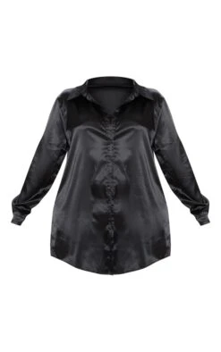 Plus Black Satin Button Front Shirt Dress -Goremje Style bf704ee08d07fc078825d28745ed92f1f453147a CLV0321 3