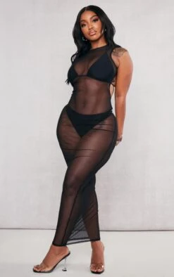 Shape Black Sheer Mesh Open Back Diamante Trim Maxi Dress -Goremje Style bfd90bf3dd6cb58b0af2012284aecc59ece8b6ef cnd7495 3
