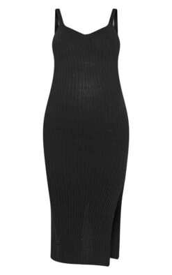 Maternity Black Ribbed Knitted Midaxi Dress -Goremje Style bff50c354bde6a51f16599744647bc8e1d177172 cmz9806 6