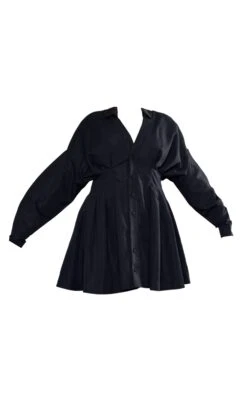 Plus Black Woven Pleated Button Down Oversized Puff Shirt Dress 11 Plus Black Woven Pleated Button Down Oversized Puff Shirt Dress -Goremje Style c02482392ab1bbfa9f4d05017c30d2fd5c3e7d56 cnc7302 5